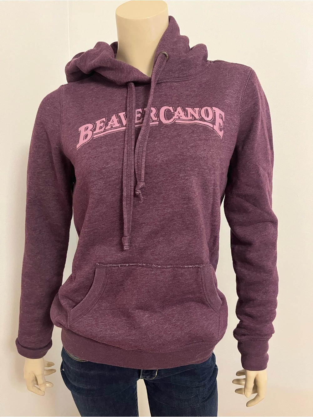 Beaver Canoe Women's Plum Hoodie with Pink Logo